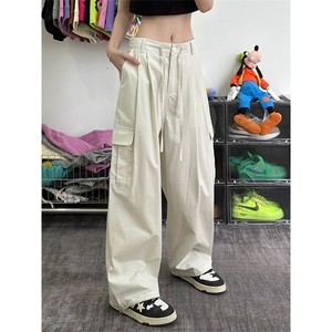 美式高街阔腿裤多口袋工装裤百搭宽松休闲裤女XZ211-1-K2338-P60图片