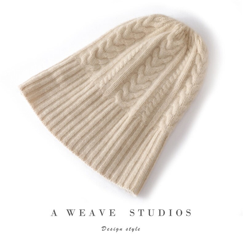 春秋冬休闲通勤绞花羊绒帽子时尚百搭简约大气，帽子，贵皇羊绒四店