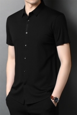QLM99128男士2023年夏季新款短袖修身衬衣薄款纯色衬衫免烫P52，男装衬衫，电商B360