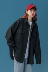 中性风华夫格工装衬衫女大码M-5XL情侣衬衣女长袖衬衫女CS7754P45，男装衬衫，星座227-7