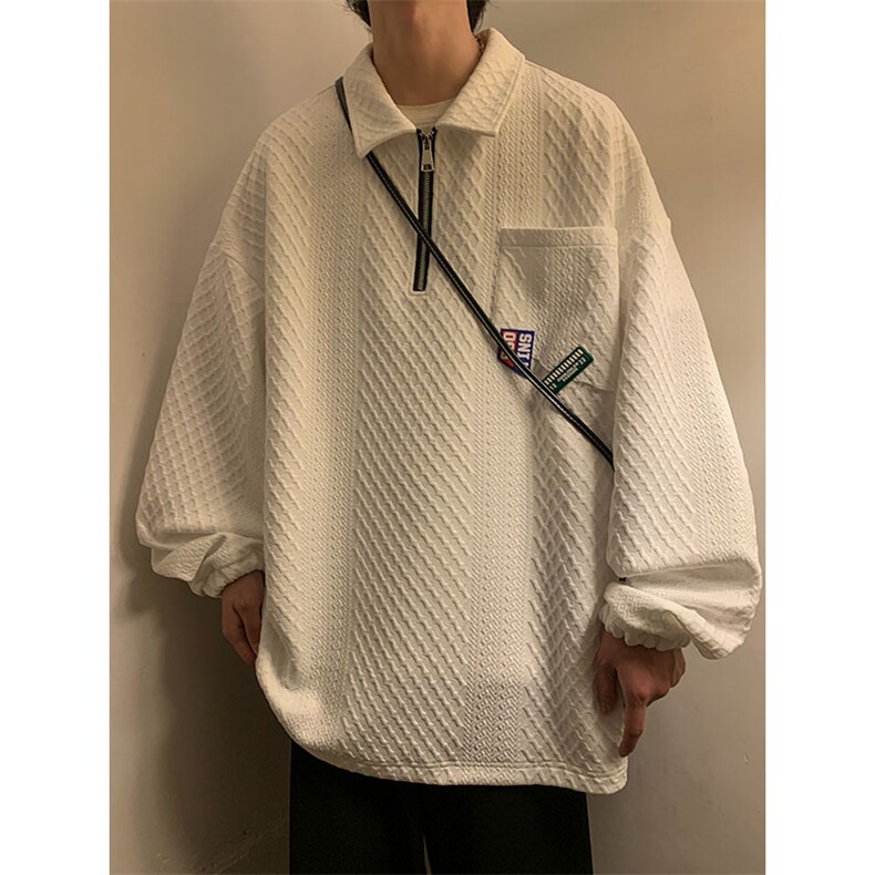 2024秋新 港风休闲菱格面料男士翻领卫衣WY810批58控78图片