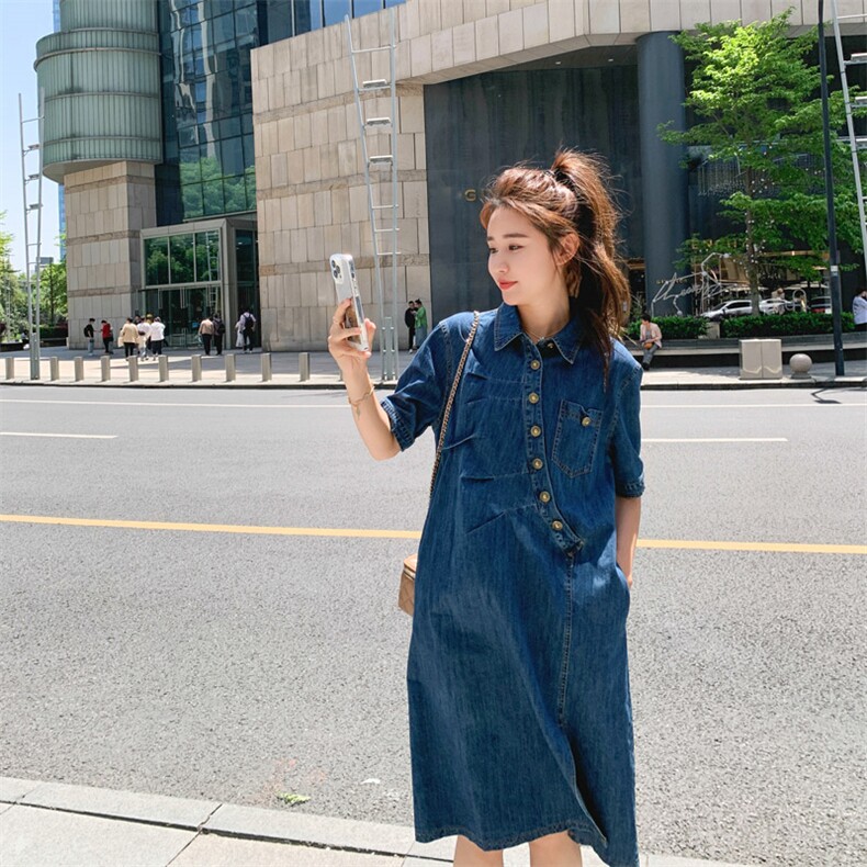 不规则设计感牛仔连衣裙女夏2025新款小个子衬衫裙爆款流行减龄，女装连衣裙，帛香坊