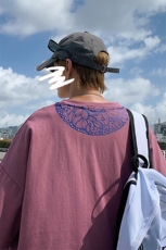 1图案已注册港风青花瓷休闲情侣大码风短袖T恤DT7606P35控48，男装T恤，星座226-2
