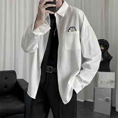 学院风小雏菊刺绣制服男士百搭禁欲系衬衫慵懒风宽松W1181-P28，男装衬衫，星座512-2