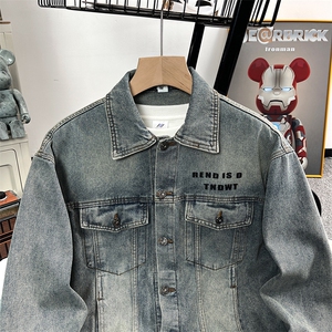 秋季新款机车翻领牛仔夹克外套复古潮男上衣XZ310B-3-NZ22-P65图片
