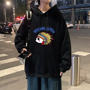 WY2196-P35 加绒款-P40 纯棉连帽卫衣男大码运动帽衫宽松薄外套男图片