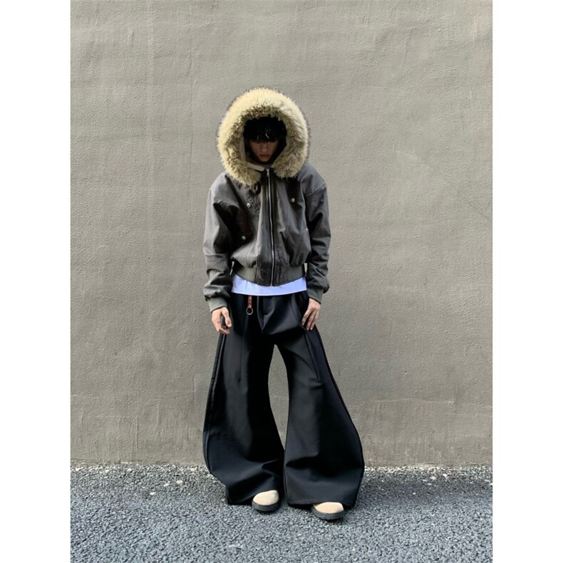 黑色大毛领派克服棉服秋冬新款宽松短款夹克保暖厚外套,男装夹克,四季星座505