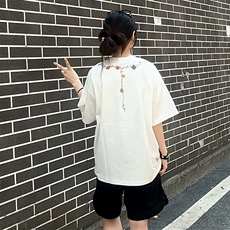 万针全刺绣工艺抖音得物高品质260克重磅纯棉双纱美式高街短袖T恤，男装T恤，电商A486-1