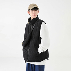 冬季灯芯绒棉马甲男复古加厚立领棉服情侣外套配挎包8516-P70，男装棉衣，电商B306