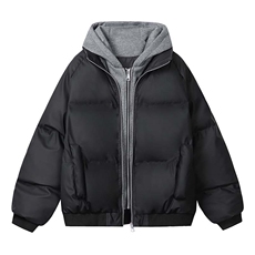 现货高品质重磅工艺美式高街假两件PU皮棉衣男女加厚棉服外套，男装棉衣，电商A486
