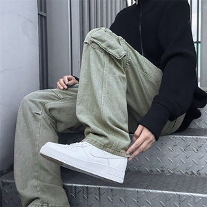 拼接工装水洗复古牛仔裤潮流多口袋休闲hiphop裤子男女潮178/P60图片