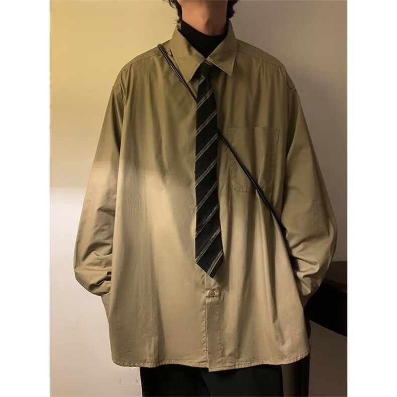 衬衫男潮2023新款潮牌高级感制服上衣男生长袖休闲衬衣CS315P30图片