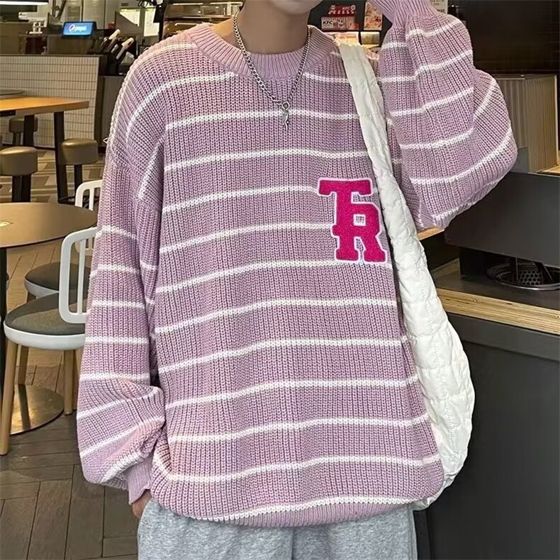 美式街头设计感圆领毛衣男慵懒风休闲针织衫MY5521P45,男装针织衫/毛衣,星座1116-2