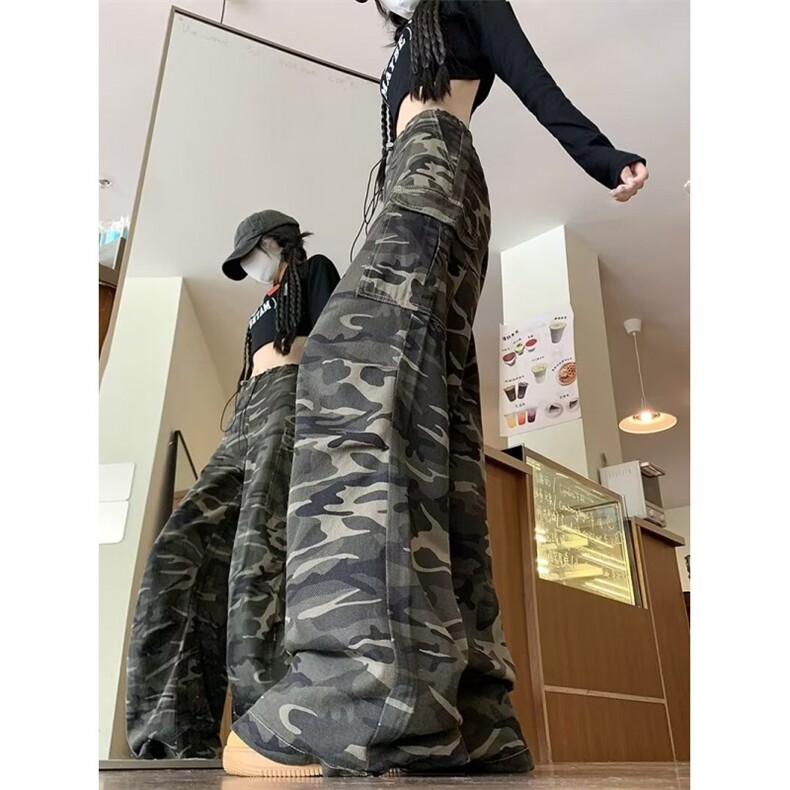 2024迷彩高腰工装牛仔裤宽松显瘦季高街直筒长裤CK1373-P51,男装牛仔裤,星座313A-2