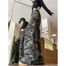 2024迷彩高腰工装牛仔裤宽松显瘦季高街直筒长裤CK1373-P51，男装牛仔裤，星座313A-2