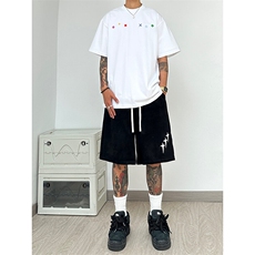 发泡印花休闲裤麂皮绒短裤五分裤A014-DY25050-特P25控48，男装休闲裤，电商A014