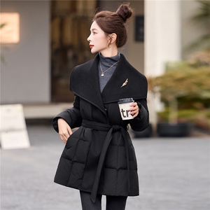 现货90白鸭绒羽绒服女2026年冬季新款中长款休闲羽绒服女图片