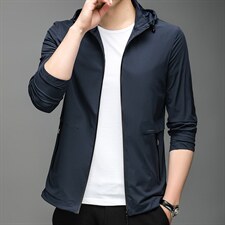 夏季2023新款高端锦氨面料防晒服精品夹克连帽中年时尚潮流男装，男装夹克，电商B212（原钱塘6029）