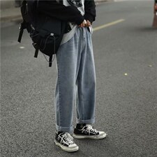 牛仔裤男直筒宽松潮牌港风百搭休闲裤子阔腿秋痞帅K70-p35加绒45，男装牛仔裤，星座1008-2