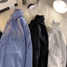 2025春夏季新款港风男纯色长袖休闲衬衫上衣D201-DM77-P45，男装衬衫，电商D321-1