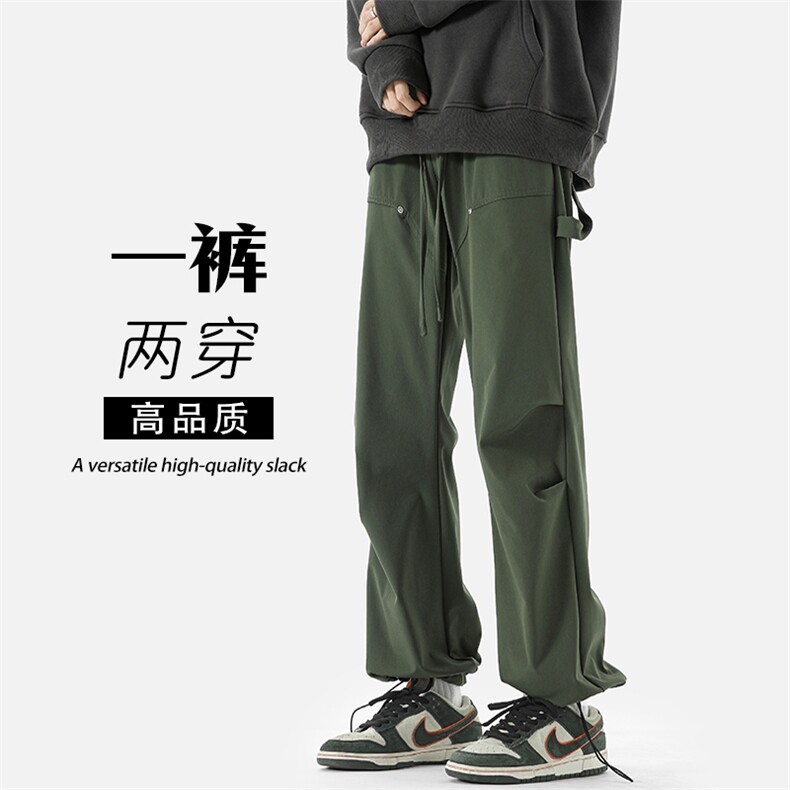特P35无差价复合牛奶丝秋机能伞兵直筒裤男大码抽绳束脚裤K1151H图片