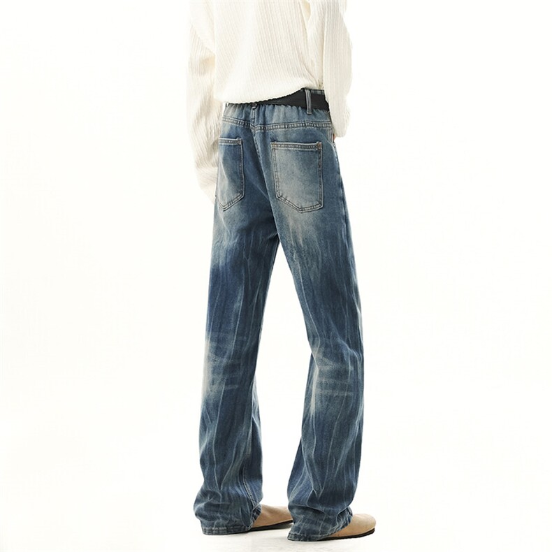 高品质现货闪电纹美式高街微喇裤宽松直筒牛仔裤-GK68-P60-限价78，男装牛仔裤，星座310A-1