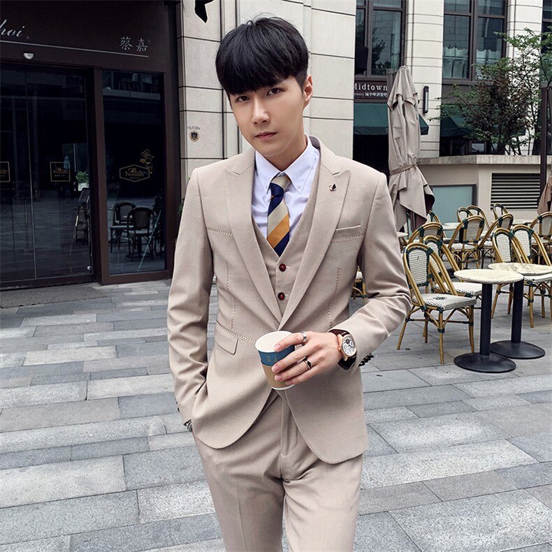 秋冬韩模西服套装男三件套青年韩版修身西装A470-TZ12,男装西服套装,电商A207