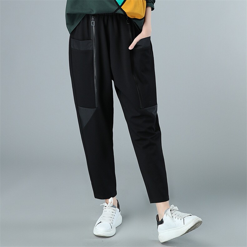 2021春秋季新款简约时尚休闲裤宽松显瘦百搭长裤,女装休闲裤,深水步