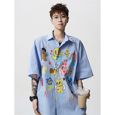 CS1128-P60控98高品质夏季新款设计感大码冰丝短袖情侣衬衫，男装衬衫，电商A059