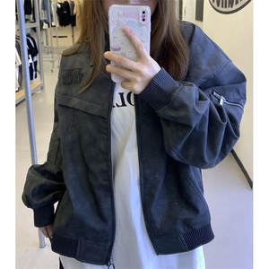 皮衣外套男秋季水洗做旧美式复古衣服春秋款街头夹克 JLS127图片