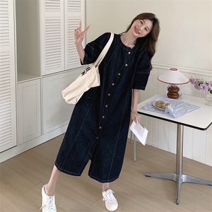 盐系气质时尚牛仔连衣裙女2025夏季新款韩版减龄宽松显瘦衬衫裙子图片
