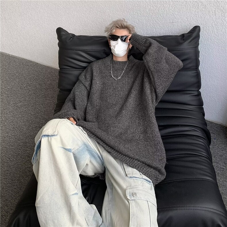 圆领彩斑绒毛衣男年秋季新款潮牌设计感oversize高级感MY9159-P58,男装针织衫/毛衣,星座1109-3