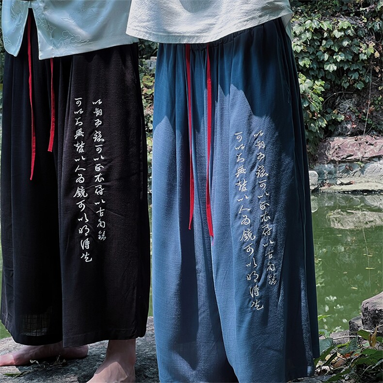 春夏新款2026新中式潮刺绣七分裤男女ZK031-P55,男装牛仔裤,电商A021