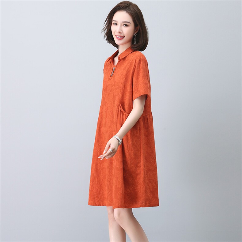 中年妈妈连衣裙女夏2023年新款时尚洋气中长款遮肚子显瘦休闲裙子,女装连衣裙,忆绮罗