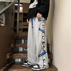 秋冬新款毛巾绣休闲阔腿裤男美式宽松卫裤K211-P55控价78，男装休闲裤，电商B370