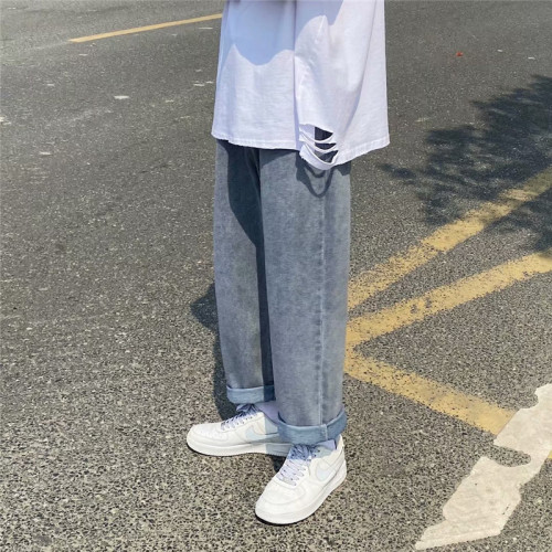 大货牛仔裤男潮牌直筒宽松阔腿潮流韩版百搭中性痞帅裤子NK24-p35图片