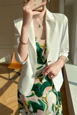 一粒扣西装领七分袖宽松型2025年春季外套，女装西装，明成直播供货