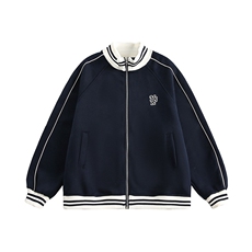 撞色条纹夹克男女春秋刺绣字母棒球服高街青年情侣外套WT06P54，男装夹克，星座1013-5