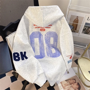 万针刺绣结构设计重磅秋冬全棉高品质美式高街连帽卫衣外套 Y7814图片