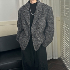 现货-秋冬潮牌羊毛呢大衣垫肩西装外套男时尚夹克-AJ23121-P155，男装夹克，电商A351