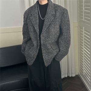 现货-秋冬潮牌羊毛呢大衣垫肩西装外套男时尚夹克-AJ23121-P155，男装夹克，电商A351