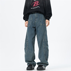 弯刀牛仔裤男vintage水洗做旧长裤百搭拖地裤子A080-9002-P55控78，男装牛仔裤，电商A080