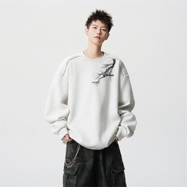 得物供货、重磅420克现货圆领卫衣宽松HD019-1-WY2807LL-P35,男装卫衣,电商019-1
