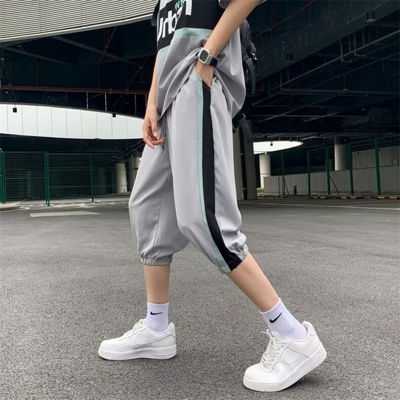 ins流行简约新款文艺原宿五分裤五分袖T恤慵懒男夏季休闲套装潮流,男装T恤,星座1013