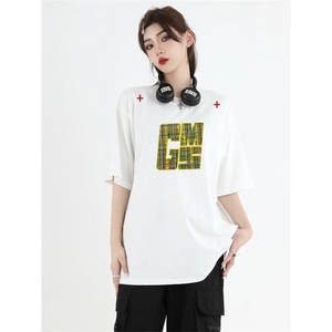 M505-P35刺绣款短袖t恤夏季宽松潮流ins情侣款上衣图片