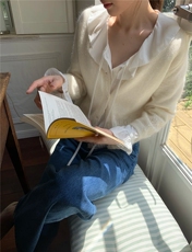 秋冬百搭浪漫莱赛尔荷叶边领设计感气质长袖衬衫，女装衬衫，湘姗