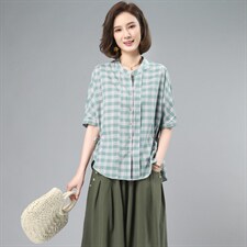 高端棉麻女夏季休闲2025新款时尚减龄太洋气小个子，女装衬衫，奕阳依阁