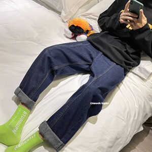 2023春款纯色宽松直筒老爹男女牛仔裤 X715 NZ016 批45 控68图片