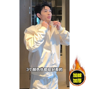 现货秋冬季美拉德立领飞行立领夹克boxy廓形棉衣高街加厚加棉外套图片