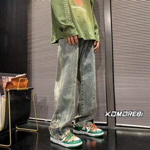 2024秋季潮牌直筒宽松裤脚拉链街头牛仔裤313A-1-NZ016-P70 控88图片